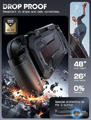 Mumba Dockable for Nintendo Switch 2 Case with Flip Stand, [Titan] Ergonomic Switch 2 Grip Protective Cover Holds 5 Game Cards & 2 TF Cards TPU Accessories and Quick-Release Joy-Con Design(Black) thumbnail 6