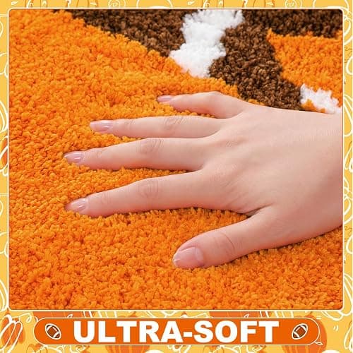 Boao Fall Football Bathroom Rug Pumpkin Bathroom Mat Halloween Bath Decor | 24 x 24 Inch, Soft Non Slip Absorbent, Tis The Season Decor, Autumn Harvest Bath Mat, Kitchen Porch Front Thanksgiving Decor thumbnail 4