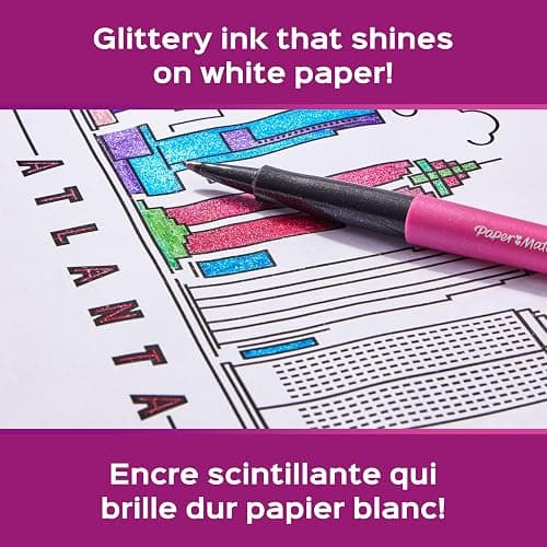 Paper Mate Flair Metallic Felt Tip Pens, City Lights Collection, Glittery Assorted Colors, Premium Ink, 8 Count - Perfect for Writing, Doodling, Bullet Journaling, Glitter, Sparkle, Writing Fun thumbnail 3