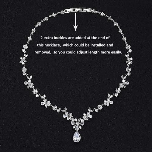 SNORSO Bijoux Parure Collier et Boucles d'oreilles Fleur Feuille Pendentif Goutte d'eau Parures de Mariage Soirée thumbnail 3