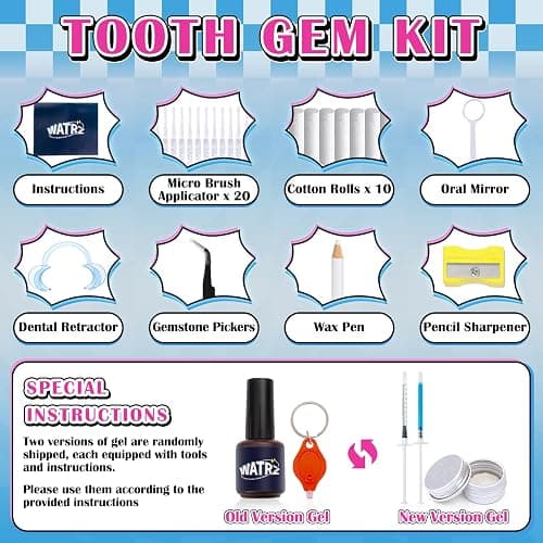 WATRZ 380 pcs Teeth Gem Kit,Tooth Diamonds Gems Kit for Teeth DIY Crystals Teeth Jewelry Kit for Girls Y2K Crystal AB Rhinestones Butterfly Love Star Multiple Styles for Boys Harmless Fashionable thumbnail 2