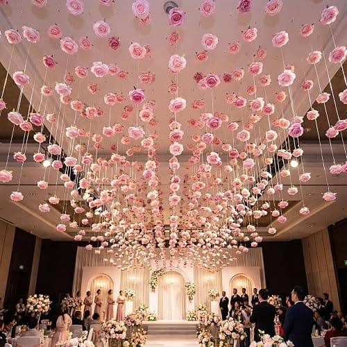 Suncalla 42 Pcs 3.28 ft Rose Peony Flower Garlands Hanging Decor Backdrop Artificial Silk Floral Garlands Peony Faux Floral Celling for Wedding Party Background Birthday Baby Shower Home Garden(Pink) thumbnail 8