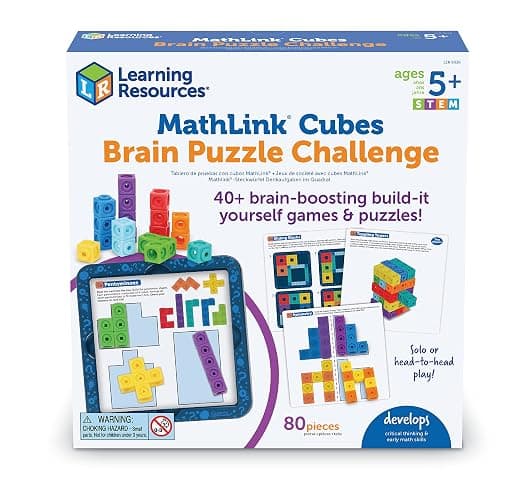Learning Resources MathLink® Cubes Brain Puzzle Challenge, 80 Pieces, Ages 5+, Linking Cubes, Connecting Cubes, Math Manipulative, Counting Cube thumbnail 6