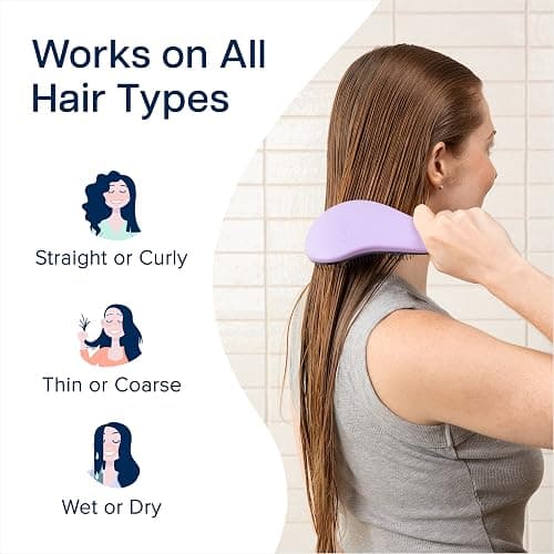 Crave Naturals Glide Thru Hair Brush - Detangler Brush for Curly, Straight, Wet or Dry Hair - Gentle Detangling Brushes for Adults, Kids, Toddlers - Hair Accessories for Women, 7.5x3" - Purple thumbnail 4