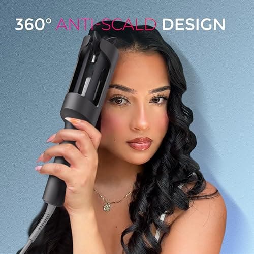 TYMO Automatic Rotating Curling Iron - TYMO CURLPRO Beach Waves Curling Wand, Portable Hair Curler, 500 Million Ionic, Dual Voltage & Lightweight for Travel, Ceramic Coating, 1 1/4 Inch, Metallic Gray thumbnail 5