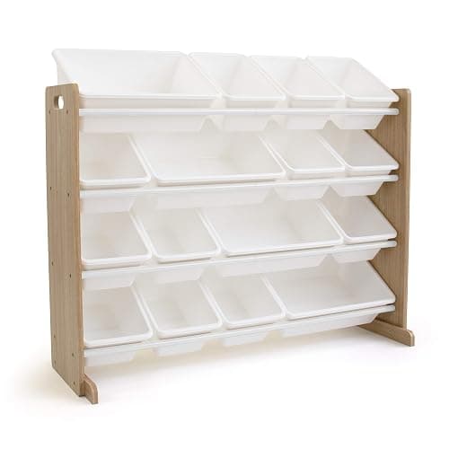 Humble Crew Supersized Toy Storage Organizer with 16 Removable Bins, Natural/White – Large Toy Storage for Toddlers Ideal for Kids' Rooms, Playrooms, and Nurseries - Modern Toy Bins for Kids - Image 1