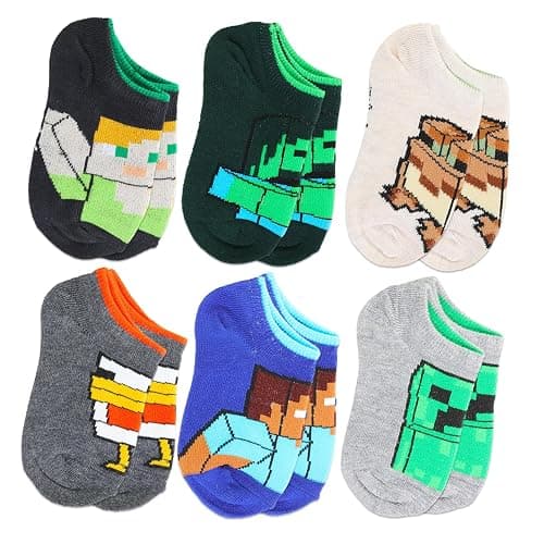 Minecraft Socks Set - Minecraft Accessories Bundle with 6 Pairs of Socks for Boys Age 6-8 Plus Stickers | Gift Set for Kids thumbnail 2