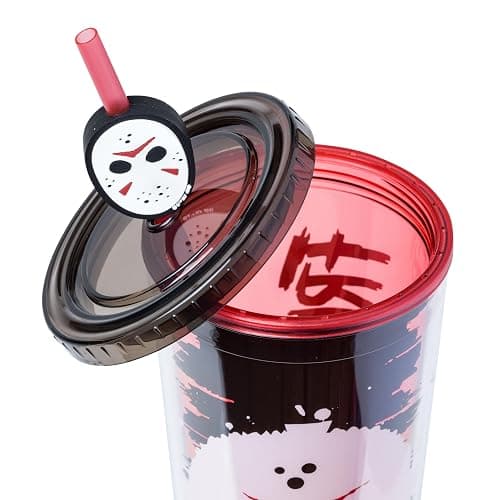 Silver Buffalo Friday the 13th Horror, Plastic Cold Cup, 24oz | Includes Lid and Straw Topper, 0.71 Liters thumbnail 6