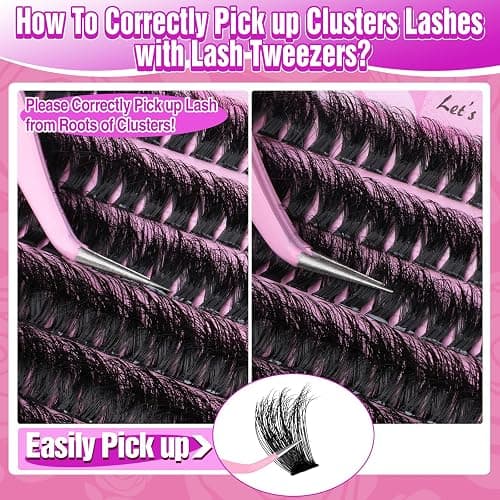 Yawamica Fluffy Lash Clusters Thick 200D Volume Eyelash Clusters 14-20mm Wispy Individual Lashes D Curly Cluster Eyelash Extensions 240pcs DIY Lash Extension for Beginners thumbnail 6