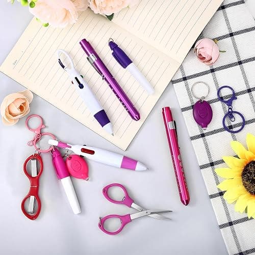 12 pcs Nurse Pen Set Two Colors Pink Purple Include Permanent Marker Pen Pen Lights for Nurses Retractable Ballpoint Pen Nursing Keychain Clip Foldable Scissors LED Flashlight Keychain for Nurses thumbnail 2