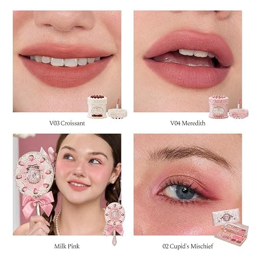Flower Knows Strawberry Cupid 12-Piece Makeup Gift Box Set,Lip Cream×2+Liquid Blush×2+Makeup Palette×1+Hand Mirror×1+Solid Perfume×1+Hair Clip×1+Cushion Powder Puff×2+Eyeshadow Brush×1+Gift Box×1 thumbnail 3