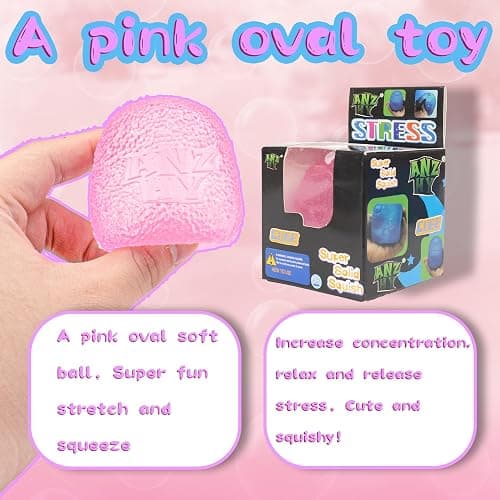 Kids Textured Multi Ball Set for Sensory Exploration, Soft Sensory Squeeze Toys for Boys Girls, Age 3 to Adult (Pink Ellipsoid) thumbnail 3