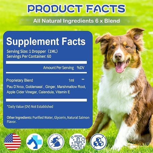 Yeast Infection Treatment for Dog, Natural Dog Yeast Infection Relief for Itchy Skin & Ear - Allergy & Paw Itching, Soothes Irritation & Reduces Inflammation Herbal Dog Supplement Drops thumbnail 7