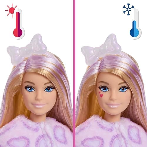 Barbie Cutie Reveal Doll & Accessories, Cuddly Series Kitten with 10 Surprises Including Color Change & Mini Pet thumbnail 3