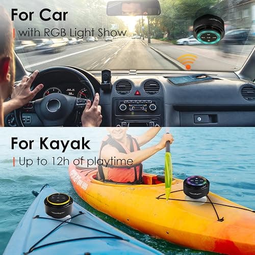 XLeader Shower Speaker, Upgraded,Certified IPX7 Waterproof, Mini Bluetooth Wireless Small Speaker with Lights, Suction Cup and Mic for Bathroom, Crystal Sound&Bass,12H Playtime, Ideal Electronic Gifts thumbnail 5