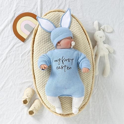 Amnnchya My First Easter Baby Girl Boy Outfit Newborn Knit Sweater Long Sleeve Oversized Pullover Sweatshirt Romper thumbnail 2