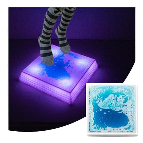 Art3d 12×12 Inch Sensory Interactive Blue Liquid Motion Tiles for Toddlers Kids & Adult - Touch Sensitive 7 Color Changing Flooring Tile for Home Décor, Indoor & Outdoor Activities, 1-Pack - Bule