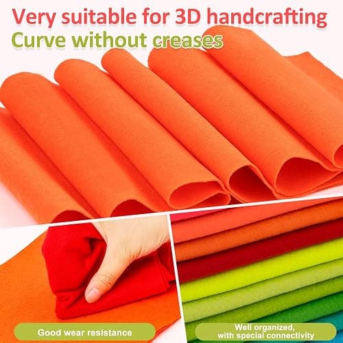 XSEINO 12 Rolls 8"x35"(20.5x90cm) 1.4mm Thick Soft Felt Fabric Sheet 12 Assorted Neon Series Colors Felt Pack for DIY Craft Sewing Squares Nonwoven Patchwork thumbnail 5