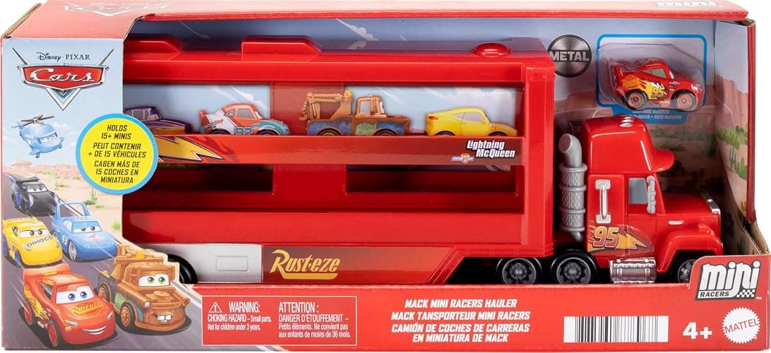 Mattel Disney and Pixar Cars Mini Mack Racers Hauler & 1 Toy Car, Transporter Truck Holds 18 Minis, Collectible Set - MACK thumbnail 6