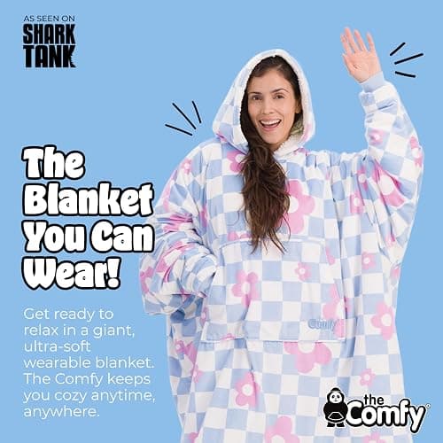 THE COMFY Original | Sherpa Lined Microfiber Fleece Wearable Blanket, Oversized Design with Hood and Pocket from Shark Tank thumbnail 3