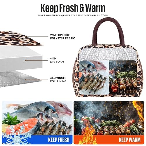 douyadady Lunch Bag Women/Men Lunch Box Women/Men (leopard) thumbnail 6