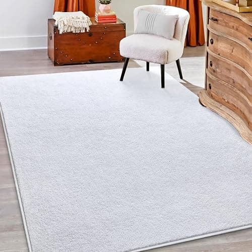 Hutha Large Area Rugs for Bedroom Living Room, 6x9 White Solid Fluffy Super Soft Memory-Foam Furry Bedside Carpets, Modern Indoor Floor Rug Aesthetic Minimalist Rug for Kids Girls Boys Home Decor thumbnail 4