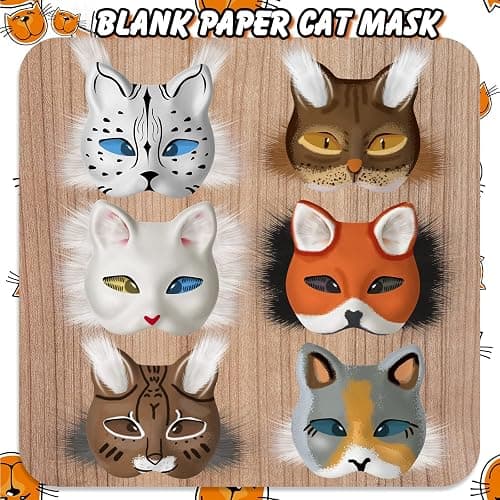 JellyArch 36 Pcs DIY Therian Mask Kit Bulk 30 Blank Animal Mask with Faux Fur Eye Mesh for Christmas Gear Therian thumbnail 4