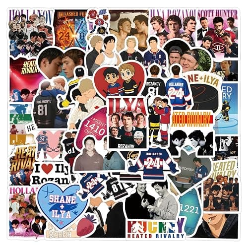 60pcs TV Series Heated Rivalry Stickers for Waterproof Decal for Water Bottle,Adult Teen Travel Case, Laptop, Guitar, Skateboard, Phone, Computer, Bike, Notebook, Helmet (Heart R) - Image 1