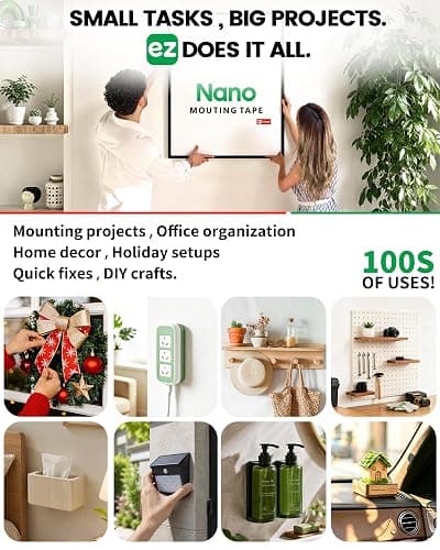 EZlifego Heavy Duty Invisible Bond Nano Double Sided Mounting Tape, 9.85FT | Nano-Tech, Holds up to 72 lbs, All-Purpose, Instant Hold, Industrial-Strength Adhesive, Indoor & Outdoor Decor,Back to School thumbnail 3