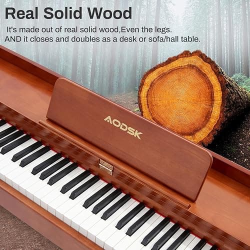 AODSK Digital Piano 88 Key Full Size Weighted Keyboard Overall Solid Wood Frame for Beginners with Sheet Music Stand Triple Pedal Power Adapter thumbnail 2