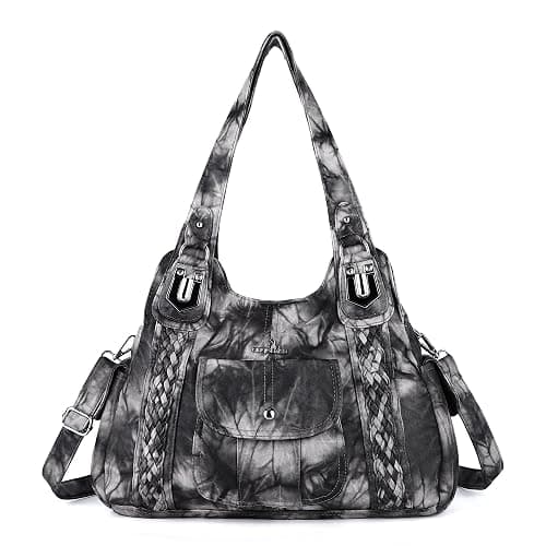 Angelkiss Purses and Handbags for Women Washed Vegan Leather Crossbody Hobo Satchel Shoulder Tote Purse - Image 1