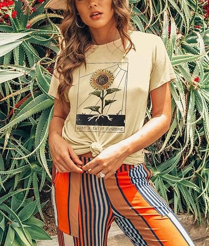 Anbech Womens Dandelion Graphic T-Shirts Teen Girls Cute Sunflower Print Casual Tee Tops thumbnail 3