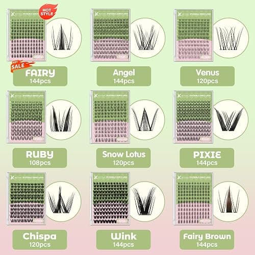KEYYOU Fairy Lash Clusters 144Pcs D Curl Manga Lash Extension Eyelash Extension Wispy Natural Invisible Band Lash with Waterproof DIY Lash Extension at Home(Fairy-D-8-18MIX) thumbnail 5