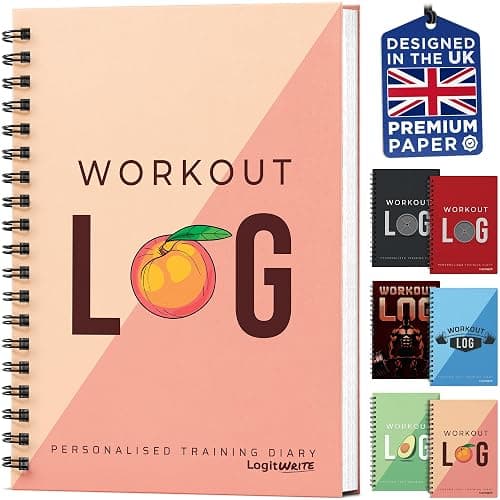 Workout Planner for Daily Fitness Tracking & Goals Setting - A5 Size, 6” x 8”, Peachy Pink - Improved Thicker Cover - Men & Women Personal Home & Gym Training Diary - Log Book - by Workout Log Gym - Image 1