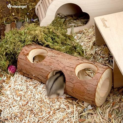 Niteangel Natural Wooden Hamster Mouse Tunnel Tube Toy Forest Hollow Tree Trunk thumbnail 5