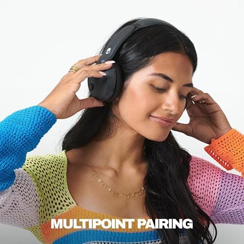 Skullcandy Icon 180 Wireless On-Ear Bluetooth Headphones, Up to 50 Hours Battery, Lightweight and Travel Ready, Secure Fit, Sweat and Water Resistant, Microphone iPhone Android - True Black thumbnail 4