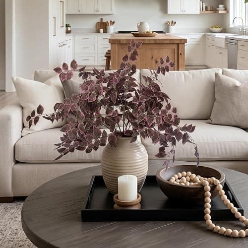 Daynight 35″ Fall Artificial Eucalyptus Stems, 12Pcs Silk Faux Eucalyptus Leaves Branches, Autumn Harvest Greenery Stems for Thanksgiving Halloween Farmhouse Table Centerpiece DIY Decor (12, Burgundy) thumbnail 7