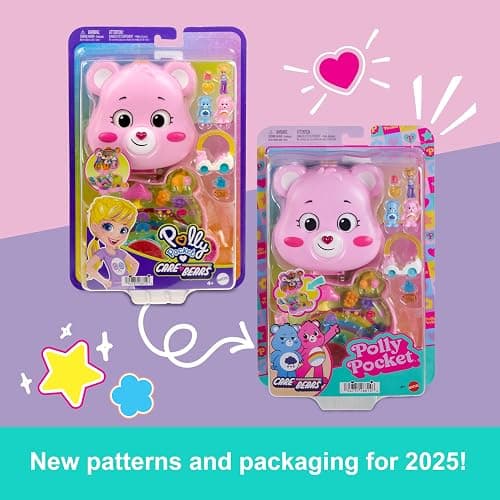 Polly Pocket x Care Bears Dolls & Playset with Toy Car and Themed Accessories, Travel Toy, Partnership Compact thumbnail 7