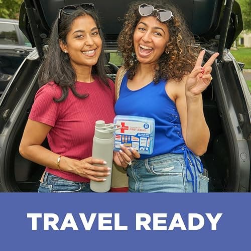 BAND-AID Brand Travel Ready Portable Emergency First Aid Kit, Minor Wound Care, Perfect for Home, Car, Camping, Travel & Outdoor Essentials, Supplies Include Bandages, Neosporin & Tylenol, 80 Piece thumbnail 2