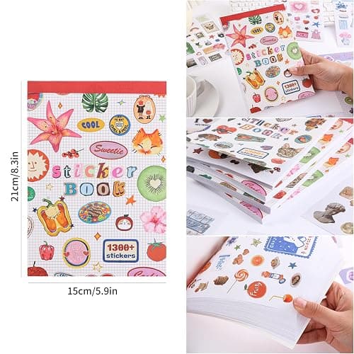 Girl's Korean Sticker Book, Food and Daily Life Theme - 1300+ Cute Dream Style Foodie Stickers, for DIY Scrapbooking Journaling Handbook Decoration Pink thumbnail 3