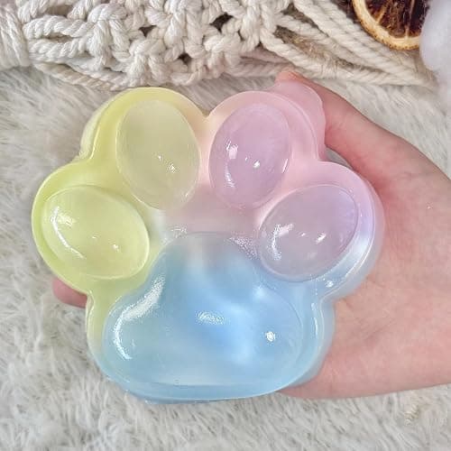Pawfect Tail Big Taba Squishy Cat Paw, 5 in Large Paw Squeeze Toy for Stress Relief and Relax, Sticky Squishies Fidget Toys for Party Favors Novelty Things Birthday Gift (Tri-Color) - Image 1