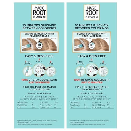 L’Oréal Paris Magic Root Permanent Hair Color, 10 Minute Hair Dye Kit to Rescue Roots with 100% Gray Hair Coverage, 7 Dark Blonde, 2 Pack (Packaging May Vary) thumbnail 6