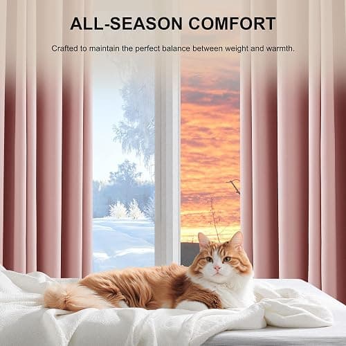 NICETOWN 100% Blackout Pink Curtains 63 Inches Long, W52 x L63, 2 Panels | Rod Pocket Light Blocking Window Treatments, Home Decor Thermal Insulated Drapes for Girls Room thumbnail 6
