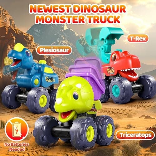 OCATO Dinosaur Monster Trucks for Toddlers 2-4 Years Kids Toy Boys 3-5, Dinosaur Toys for Kids 2 3 4 5 Year Old Boy Girl Birthday Gift Xmas Stocking Stuffers Baby Toddler Boy Toys Gifts Age 2 3 4 thumbnail 3