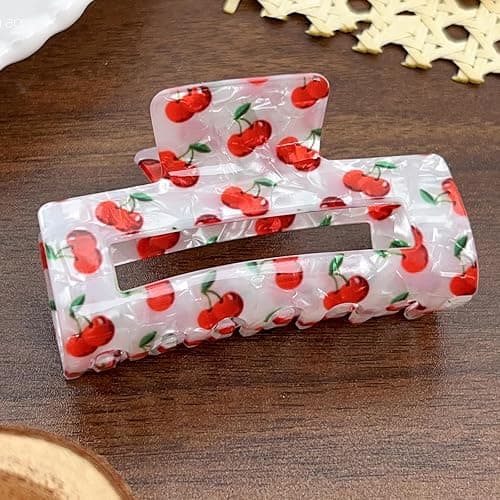 FRUZJAY Cherry Hair Claw Clips Acrylic Hair Clip Fruit Hair Clamp Red Cherry Hair Accessories Square Shape Hair Clips Non-Slip Strong Hold Hair Jaw Clip Spring Summer Beach Hair Barrettes for Women thumbnail 5