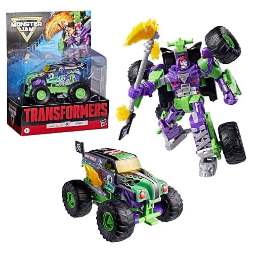Transformers Collaborative x Monster Jam Grave Digger (Grim) | Leader Class 9.25-inch Robot Action Figure Converts to Monster Truck, Car Toys for Ages 8+ thumbnail 2