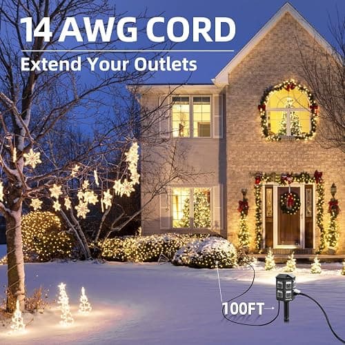 Outdoor Power Strip with 100FT Extension Cord, 100FT Remote Control, Dusk to Dawn Light Timer Waterproof, 6 Grounded Outlets for Yard, Pool and Garden, ETL Listed thumbnail 5