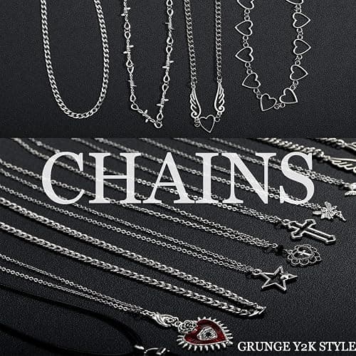 LIRUNQIN 14 Pcs Grunge Goth Necklace Set Y2k Grunge Jewelry Gothic Cross Y2k Star Emo Accessories Y2k Jewelry Set for Women Men thumbnail 7