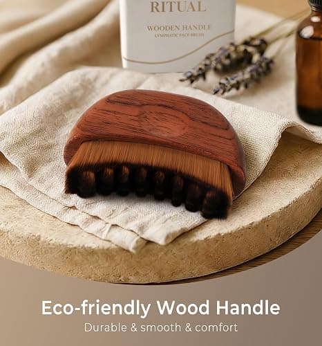 Lymphatic Contour Face Brush - Wooden Face Brush for Lymphatic Drainage - Facial Sculpting Guasha Dry Brushing Massage Tool - Contour Glow Brush Lymph Drainage Depuff Lift Brushes for Face Neck Chin thumbnail 4