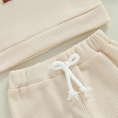 Kupretty Toddler Baby Boy Fall Winter Clothes Embroidery Waffle Knit Sweatshirt Pullover Tops + Casual Pants Outfit Set thumbnail 5